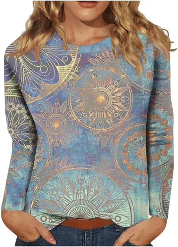 Miniatura 21 de Blouses for Women 2025 Three Quarter Sleeve Round Neck T Shirt Hawaiian Printing Trendy Fashion Beach Tops