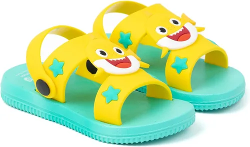 Miniatura 3 de Baby Shark Sandalias para niños Deslizadores azules y amarillos con correa de apoyo Zapatos deslizantes de verano para la familia de tiburón