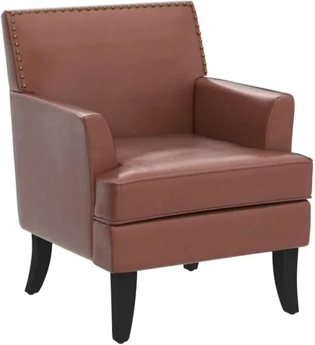 Miniatura 5 de HULALA HOME Silla decorativa moderna de piel sintética, cómoda silla tapizada con ribete de cabeza de clavo, sillón para sala de estar y dormitorio