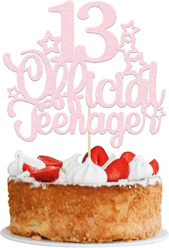 Miniatura 9 de Ephlyn 1 paquete de adorno para pastel de 13 años para adolescentes oficiales con purpurina, número 13, adorno de pastel para cumpleaños número 13