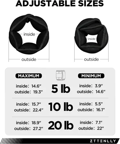 Miniatura 3 de Pesas de tobillo ajustables para mujeres, hombres y niños 1 par de 5, 10, 15, 18 y 20 libras, correas de peso para pierna, muñeca, tobillo, yoga