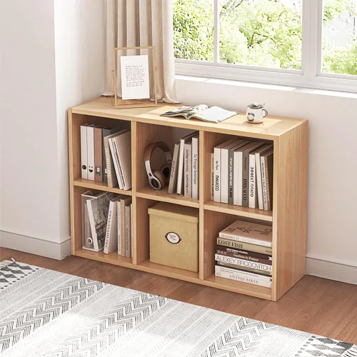 Miniatura 11 de NELYE - Estantería organizadora de 4 cubos con contenedores de almacenamiento de tela, estante abierto de compartimentos simples, roble