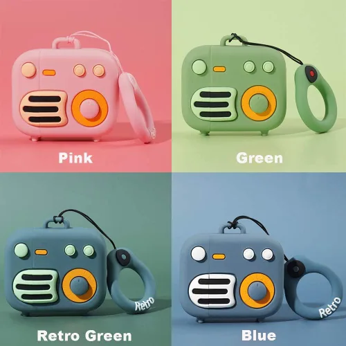 Miniatura 7 de Funda 3D de radio retro compatible con AirPods 2 y 1, divertida funda Kawaii de silicona de dibujos animados para AirPod 1/2