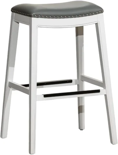 Miniatura 22 de DTY Indoor Living Durango - Taburete de cuero regenerado, taburete de mostrador de 24 pulgadas, acabado natural, asiento de cuero de silla Acabado