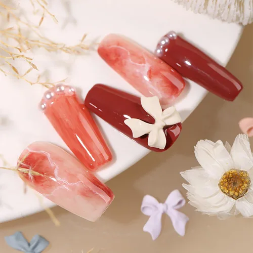Miniatura 6 de Juego de 155 dijes de uñas 3D con nudo de lazo, coloridas decoraciones de uñas de resina para uñas acrílicas, consejos de manicura de bricolaje