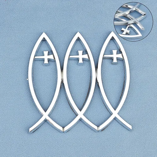 Miniatura 7 de SUPERFINDINGS 3 calcomanías de plástico ABS plateado con diseño de pez de Jesús, 5.5 x 1.8 pulgadas, 3D, calcomanía para coche, emblema, Dios Plata