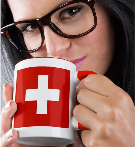 Miniatura 2 de 3dRose Bandera de Suiza - Cruz roja y blanca suiza - Europa - país europeo - recuerdo de viaje mundial 11oz taza roja bicolor