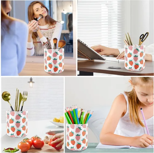 Miniatura 6 de Soporte para bolígrafos para mujeres y niñas, taza de lápices, decoración de escritorio rosa, soporte para brochas de maquillaje, soporte grande