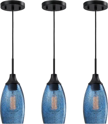 Miniatura 18 de Viinew Mini Lámpara Colgante de Vidrio, 1-Luz de Vidrio Artístico Ovalado Blanco Soplado a Mano Lámpara Colgante Suspendida para Isla de Cocina