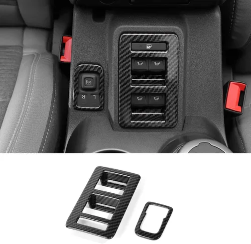 Miniatura 5 de RAZPOY Para Bronco - Interruptor de control de interruptor de elevación de ventana, 2 piezas de cubierta de panel de ajuste de espejo retrovisor