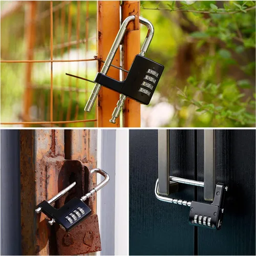 Miniatura 5 de Cerradura de gabinete de longitud de trabajo de 1.6 a 3.8 pulgadas, candado de combinación de acero inoxidable, código de bloqueo de grillete largo