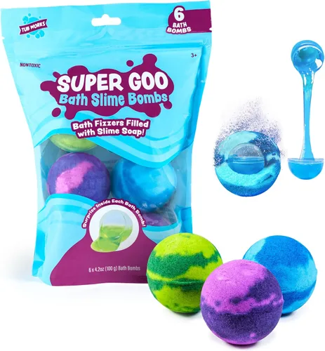 Miniatura 8 de Bombas de baño Tub Works Super Goo Slime 'Sorpresa', paquete de 6 Bombas de baño para niños con sorpresa interior No tóxico Jabón de slime