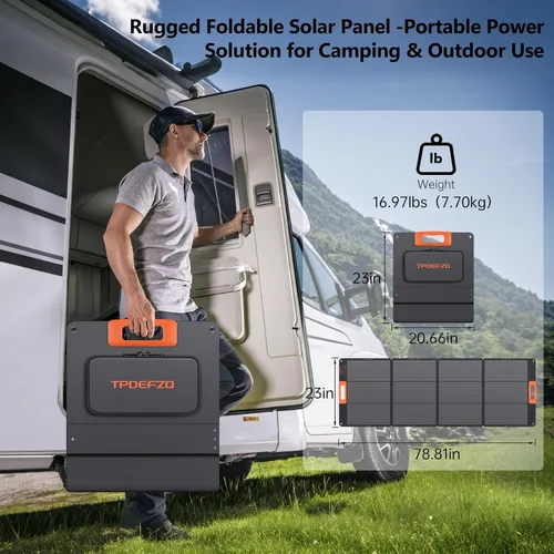 Miniatura 3 de Cargador de panel solar portátil de 200 W, panel solar plegable para central eléctrica, salida QC3.0 USB-A y tipo C, 25% de alta eficiencia, IP68