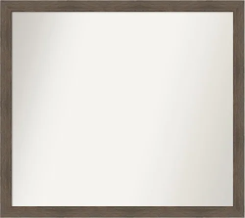 Miniatura 419 de Amanti Art Espejo de pared personalizado no biselado (24 x 27 pulgadas), marco estrecho de nogal chipre - varios tamaños personalizados - Espejo
