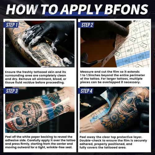 Miniatura 6 de BFONS Vendajes impermeables para cuidado posterior del tatuaje, 2 pulgadas x 16 yardas, cinta para cubrir tatuajes, suministros de tatuaje, vendaje