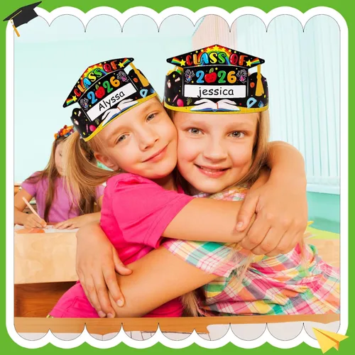 Miniatura 2 de SICOHOME Gorras de papel para niños, coronas de papel para estudiantes, jardín de infantes, suministros de fiesta preescolar, ajustables