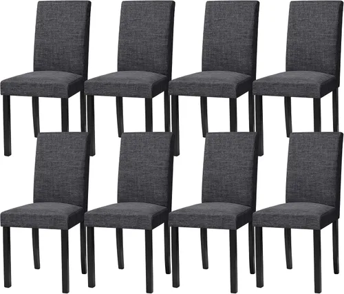 Miniatura 14 de CHUN YI Juego de 2 sillas de comedor tapizadas, sillas de comedor de tela con patas de madera maciza, sillas Parson modernas para cocina