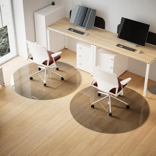 Miniatura 2 de Tapete para silla de 46 x 46 pulgadas – Vidrio templado redondo resistente para suelo duro, tapete para silla de oficina, suelo de computadora con 4