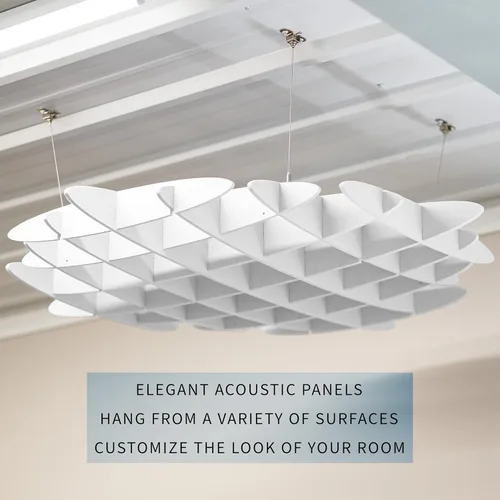 Miniatura 2 de Panel de Techo Acústico VIVO de Celosía, Absorbedor de Sonido Colgante Hexagonal, Moderna Lámpara de Techo para Reducción de Ruido, Blanco, PP-CW01W