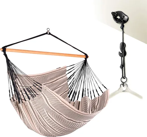 Miniatura 25 de La Siesta® XL King Habana - Hamaca colgante de algodón, para interiores y exteriores, silla colgante bohemia para dormitorio, patio, máximo 355
