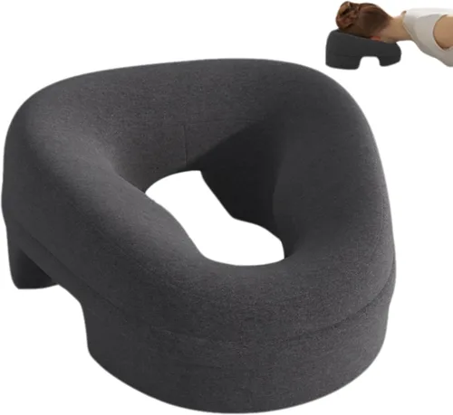 Almohada ergonómica de espuma viscoelástica boca abajo para masaje, estómago durmiendo después de una cirugía ocular BBL con funda lavable (gris