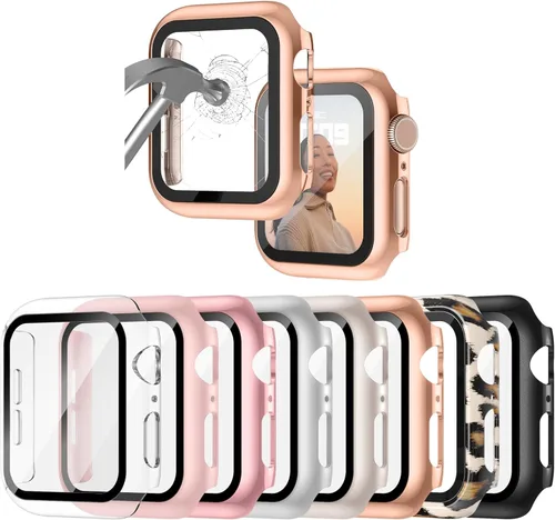 Miniatura 20 de Funda compatible con Apple Watch de 1 37⁄64 pulgadas (40 mm), serie 6/5/4/SE, con protector de pantalla de vidrio templado integrado, carcasa Negro