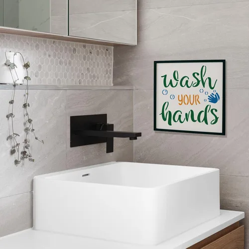 Miniatura 6 de FINGERINSPIRE 12 plantillas de lavandería de plástico para baño, reglas de dibujo, juegos de pintura, plantillas de palabras para lavandería