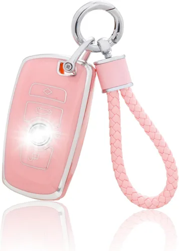 Miniatura 23 de YO&YOYE Funda para llavero Ford con llavero, funda de TPU suave rosa para F150 Explorer Mustang Edge Lincoln MKZ MKX MKC