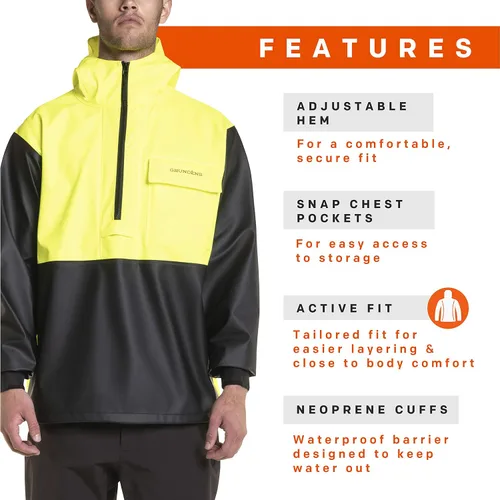 Miniatura 3 de Grundens Neptune - Sudadera de pesca comercial para hombre, impermeable, ajustable, Anorak