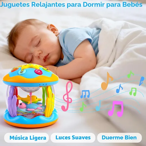 Miniatura 5 de Tsomtto Juguetes Musicales para Bebés de 12 Meses Proyector Giratorio con Luz Juguetes para Tiempo Boca Abajo de Bebés Juguete Sensorial para Niños