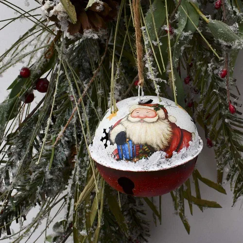 Miniatura 5 de Adorno para árbol de Navidad, de metal, rústico, cascabel, adorno colgante con muñeco de nieve, Papá Noel, campanas decorativas de trineo, Juego