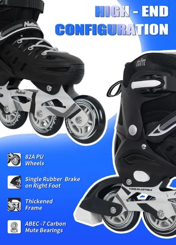 Miniatura 2 de Nattork Patines en línea para niños y niñas, hombres y mujeres, 4 tamaños ajustables, cuchillas de patines de ruedas para principiantes para niños