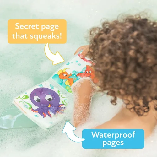 Miniatura 5 de Nuby Libro de Baño Divertido con Páginas Impermeables y Chirriador Sorpresa, Educación Temprana, 0 M+ (Las Impresiones Pueden Variar)
