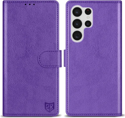 Miniatura 24 de ZZXX Funda tipo cartera para Samsung Galaxy S22 Ultra con bloqueo RFID, ranura para tarjetas, función atril, cierre magnético, funda protectora