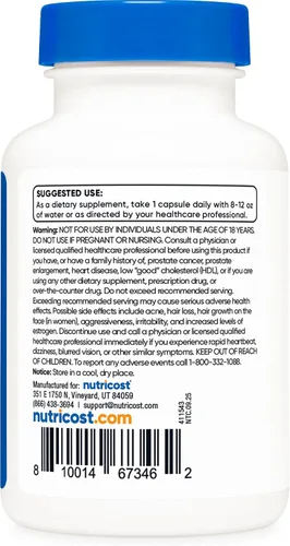Miniatura 4 de Nutricost Pregnenolone 10 mg, 120 cápsulas - Sin OMG, sin gluten, cápsulas vegetarianas