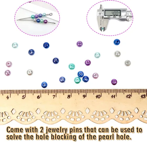 Miniatura 3 de TOAOB - 1000 cuentas espaciadoras redondas sueltas de cristal de la serie azul de 0.157 pulgadas para manualidades, collares, pulseras y fabricación