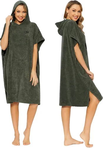 Miniatura 12 de MWTA Poncho de surf con capucha, traje de neopreno de microfibra gruesa que cambia con bolsillo para deportes acuáticos, hombres y mujeres Azul