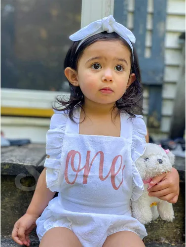 Miniatura 73 de Shalofer Traje de primer cumpleaños para bebé niña con diadema