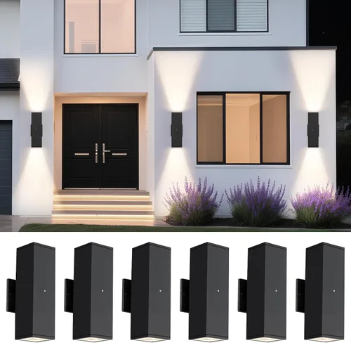 Miniatura 11 de 1 paquete de iluminación exterior del atardecer al amanecer, luces LED cuadradas hacia arriba y hacia abajo, accesorios de iluminación exterior