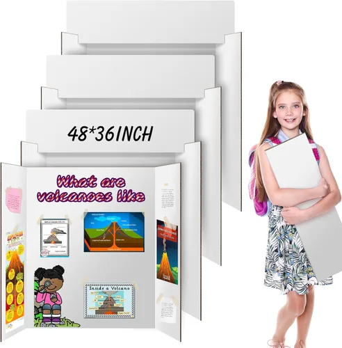 Miniatura 8 de IKAYAS - Paquete de 2 tableros de póster triples de 48 x 36 pulgadas, tableros de póster blancos de doble cara de 36 x 48 pulgadas con encabezados