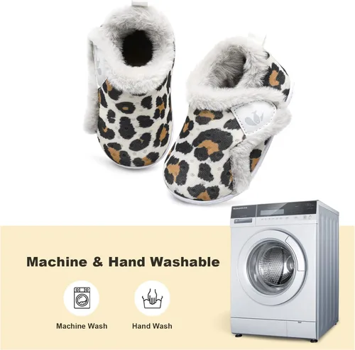 Miniatura 7 de FEETCITY - Zapatos para bebés, niños y niñas, pantuflas cálidas de vellón, botines para primeros pasos, calcetines cálidos para recién nacidos