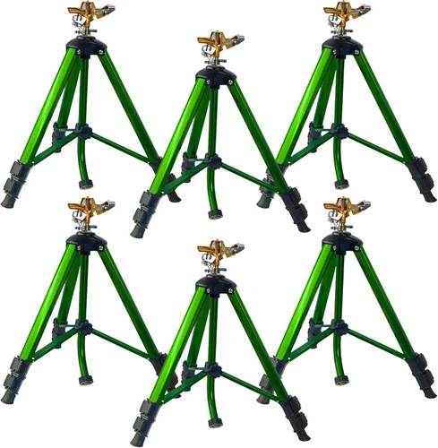 Miniatura 7 de LIULO TOOL Aspersor de impacto en base de trípode, paquete de 2 aspersores de trípode con cabeza de latón, riego de área grande de 360 grados