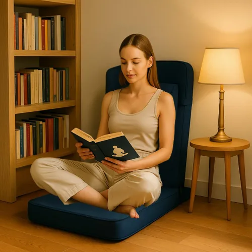 Miniatura 2 de Friends Of Meditation Silla de Buda plegable 4 en 1, asiento de yoga ergonómico con zafu de media luna, soporte lumbar desmontable y funda de Azul
