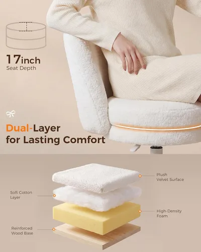 Miniatura 4 de GTRACING Silla de oficina alta de terciopelo con ruedas, sillas de tocador con respaldo, altura versátil: taburetes de oficina a bar, silla