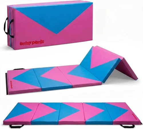 Miniatura 14 de Antsy Pants Colchoneta de gimnasia para niños, fácil de limpiar, resistente, plegable, acolchada, ligera, portátil, equipo de gimnasia para juego