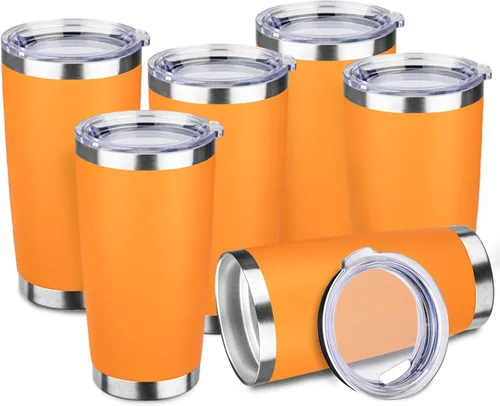 Miniatura 7 de StarSpeed Vaso de 20oz a granel con tapa, acero inoxidable de doble pared aislada al vacío, taza de café con recubrimiento de polvo para bebidas