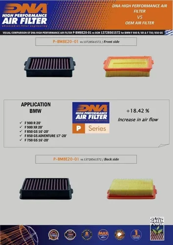 Miniatura 4 de Filtro de aire de alto rendimiento DNA compatible con F 850 GS (16-21) PN: P-BM8E20-01