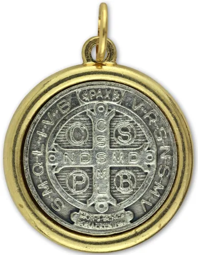 Miniatura 2 de Medalla de San Benito de dos tonos - 1" Made in Italy, Metal