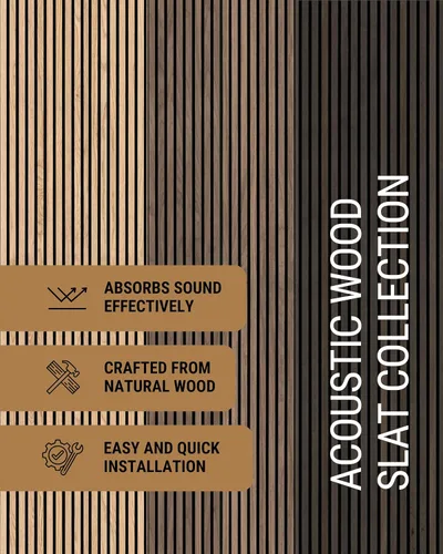 Miniatura 11 de MSI Paquete de 4 paneles de pared de listones de madera acústica para decoración de interiores, paneles de madera estriada 3D que absorben el sonido