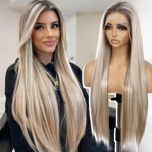 Miniatura 9 de SAPPHIREWIGS Peluca de cabello lacio natural color marrón rojizo #350, sin enredos, línea capilar natural 6 × 13, parte de libertad de encaje